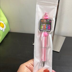 Pink Teacher Pen with Flower Design